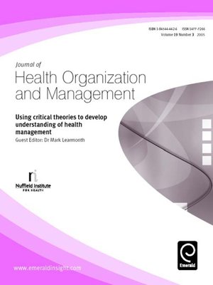 cover image of Journal of Health Organization and Management, Volume 19, Issue 3
